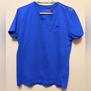 PARASUCO Men's Royal Blue Cotton V-Neck T-Shirt